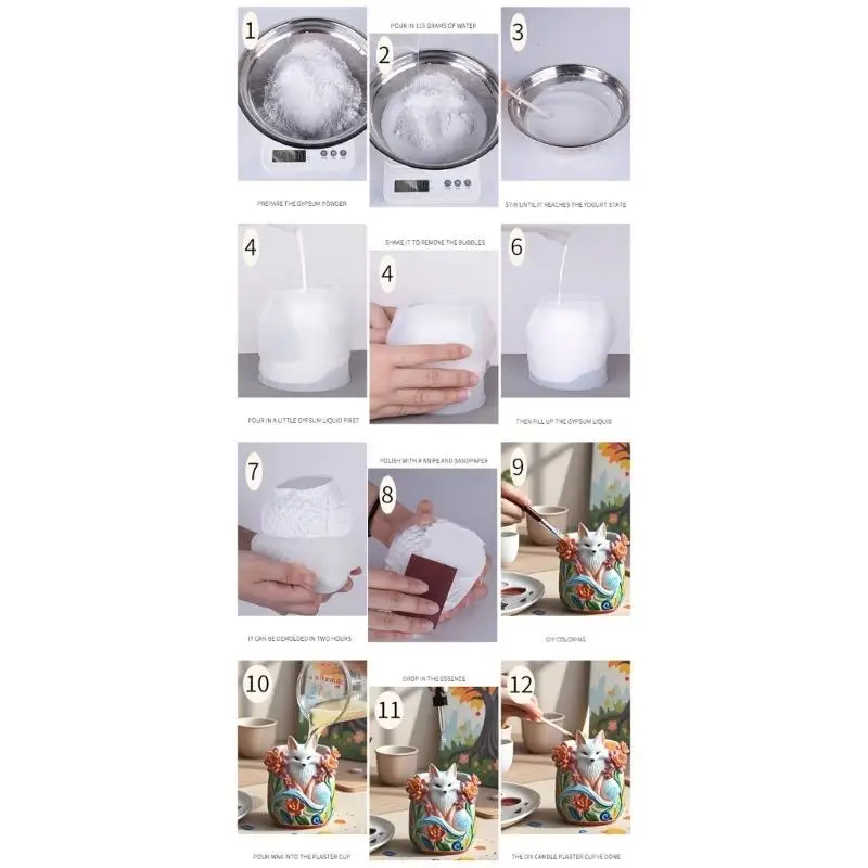 A52E Moulds Silicone Foxes Mold Silicone Texture Suitable for Decorations Crafting and Holiday Party Supplies