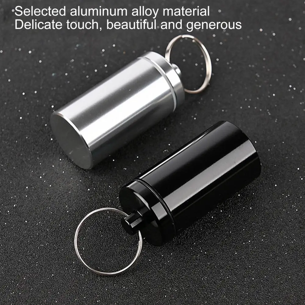 Pill Keychain luminum Alloy Water-proof Rust Resistance Small Pocket Pill Box Keychain Outdoor Accessory