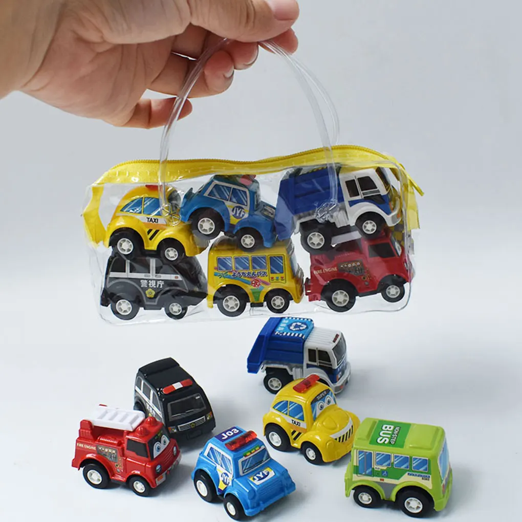 6Pcs/pack Mini Pull Back Cars Toy Plastic Car Model Funny Kids Vehicle Car Model Toy Children Wheels Set Cool Birthday Gifts