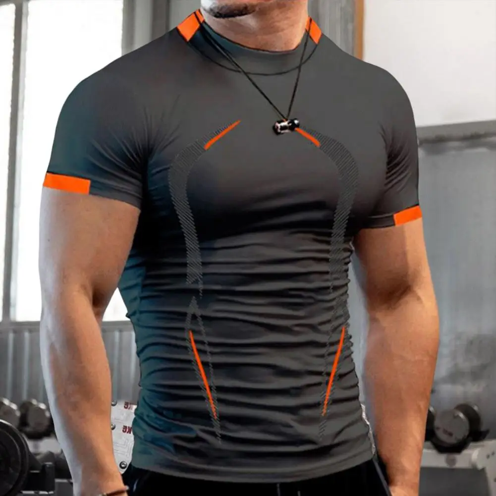 Sports T-shirt Men Slim Fit Fitness Tee Top Soccer Jersey Tight T-shirt Quick Drying Summer Running Compression T-shirt Men Tees