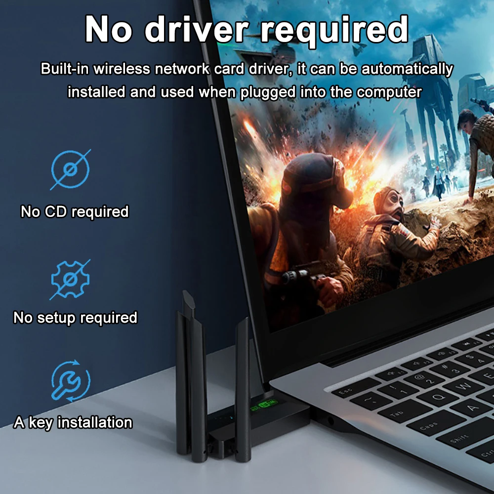 Kebidumei 4 เสาอากาศ 1200Mbps WiFi USB 3.0 อะแดปเตอร์ 2.4G/5 GHZ Dual Band WiFi Dongle การ์ดเครือข่ายไร้สาย 802.11AX สําหรับ Win 10/11