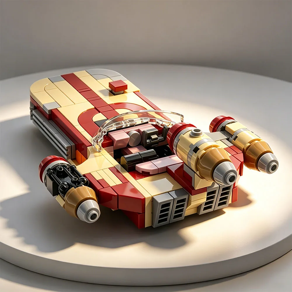 Galaxy X-34 Kampf-Raumschiffe MOC Landspeeder Kämpfer Landluftschiff Flugzeugmodell Bausteine Ziegel Festival Party Geschenke