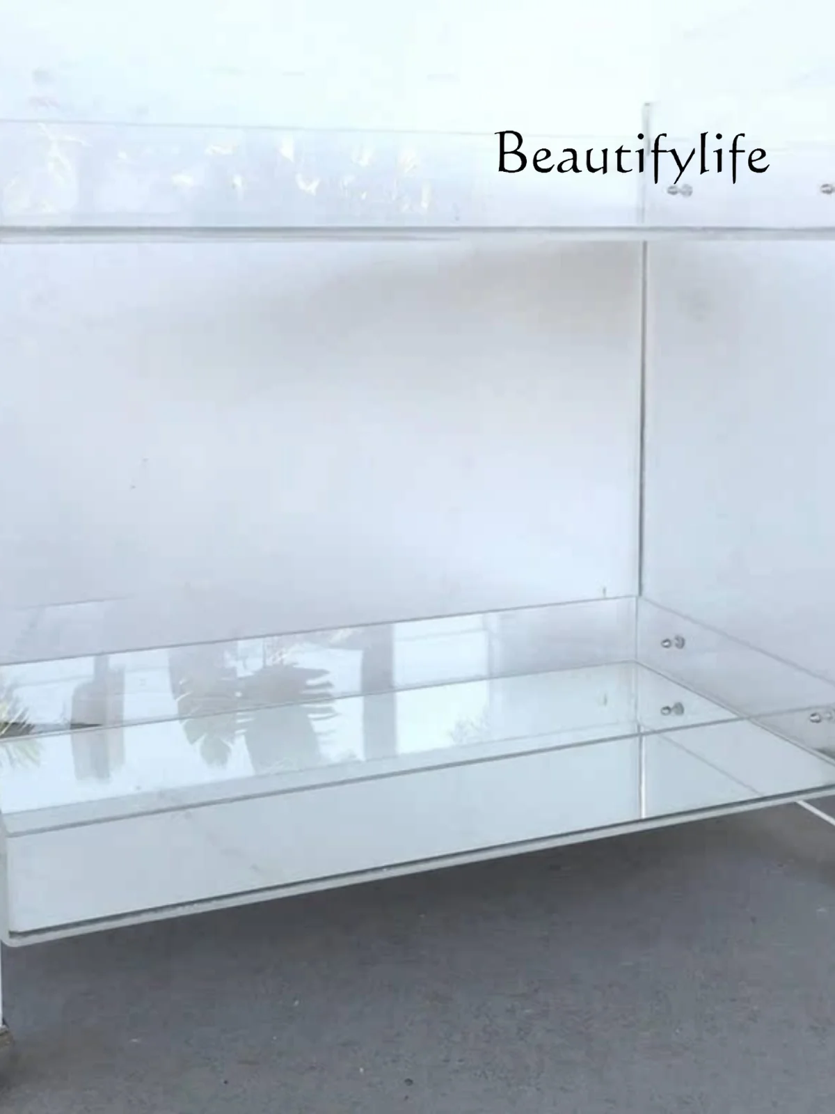 Minimalist Acrylic Tempered Glass Sofa Side Table Dining Room Drinks Trolley Movable Tool Car