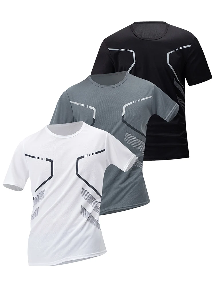 AliExpress NONE 1/3 Piece Men's Short Sleeved Youth Round Neck Printed Quick Drying Sports Interior With Multifunctional Comfort And Casual