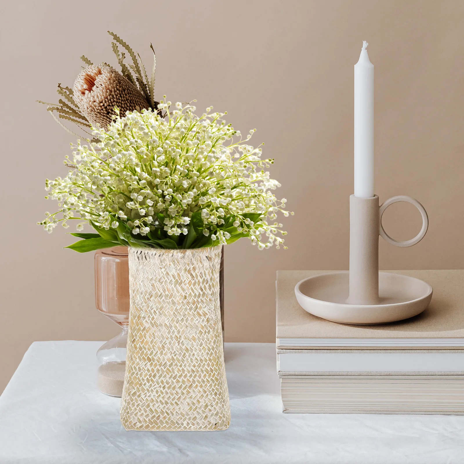 

Creative Handmade Seagrass Woven Flower Durable Natural Material For Dried Flowers Bedroom Home Office Decorative Vase Desktop
