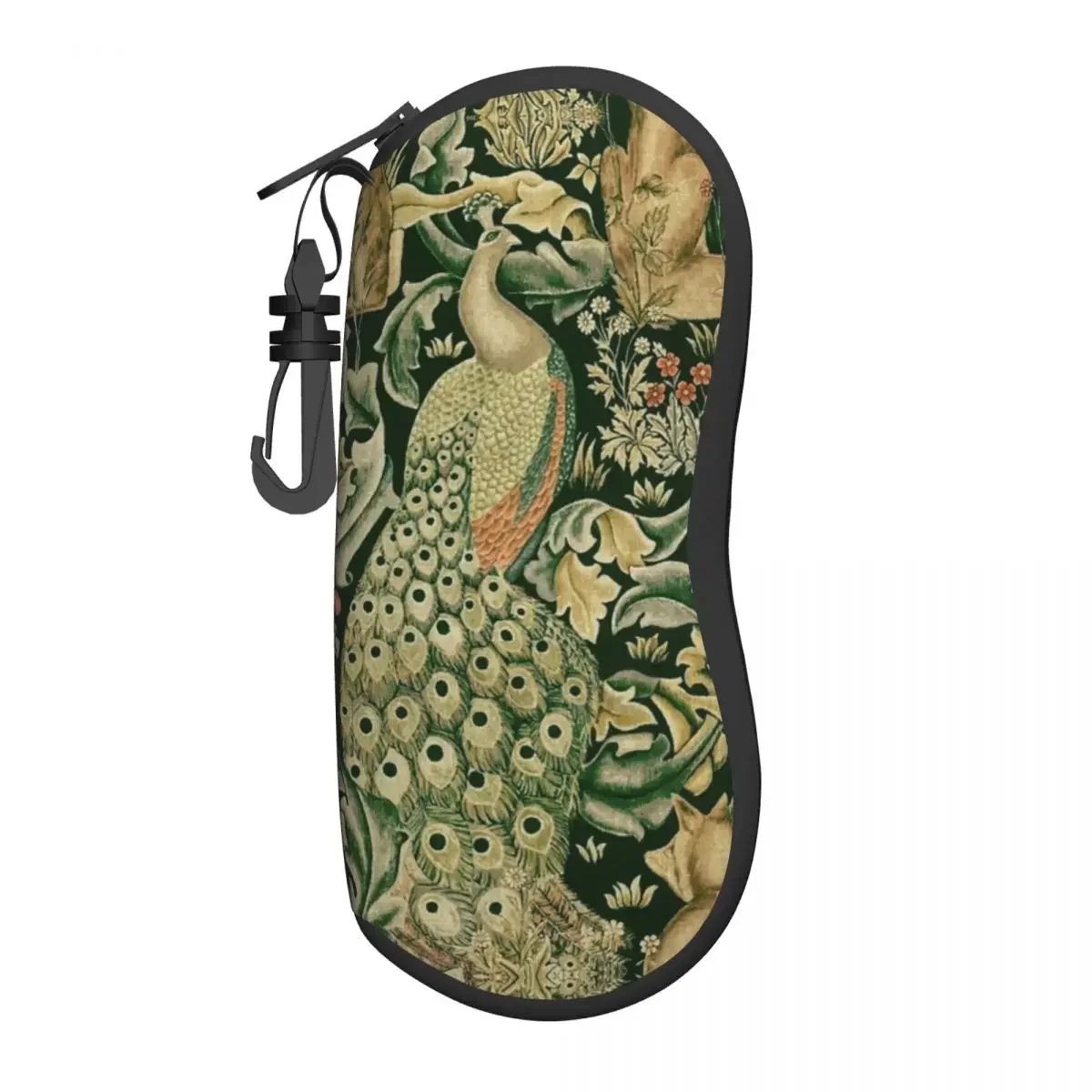 Custom Peacocks And Fox By William Morris Glasses Case Forest Animals Textile Pattern Shell Eyeglasses Case Sunglasses Box