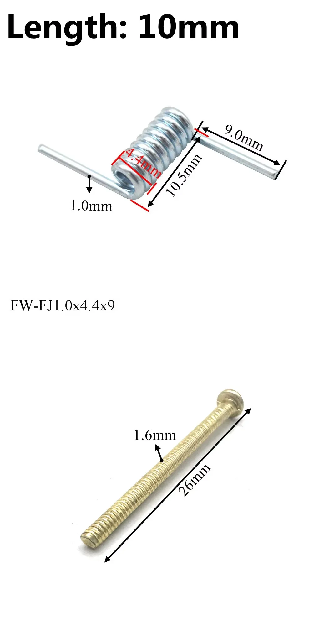 4PCS Large Hair Jaw Clips Special Accessories Wire Diameter 1.0mm Galvanized Steel Torsion Spring With mounting pin