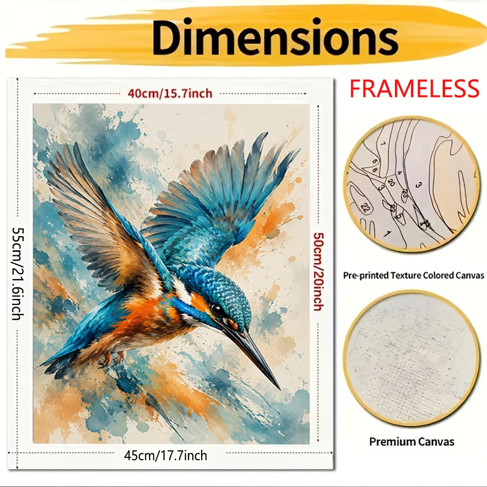 Professional Art Use 1pc Beginner-Friendly DIY Adult Paint by Numbers Kit - Includes Acrylic Paints, Canvas, 3 Paintbrushes, and