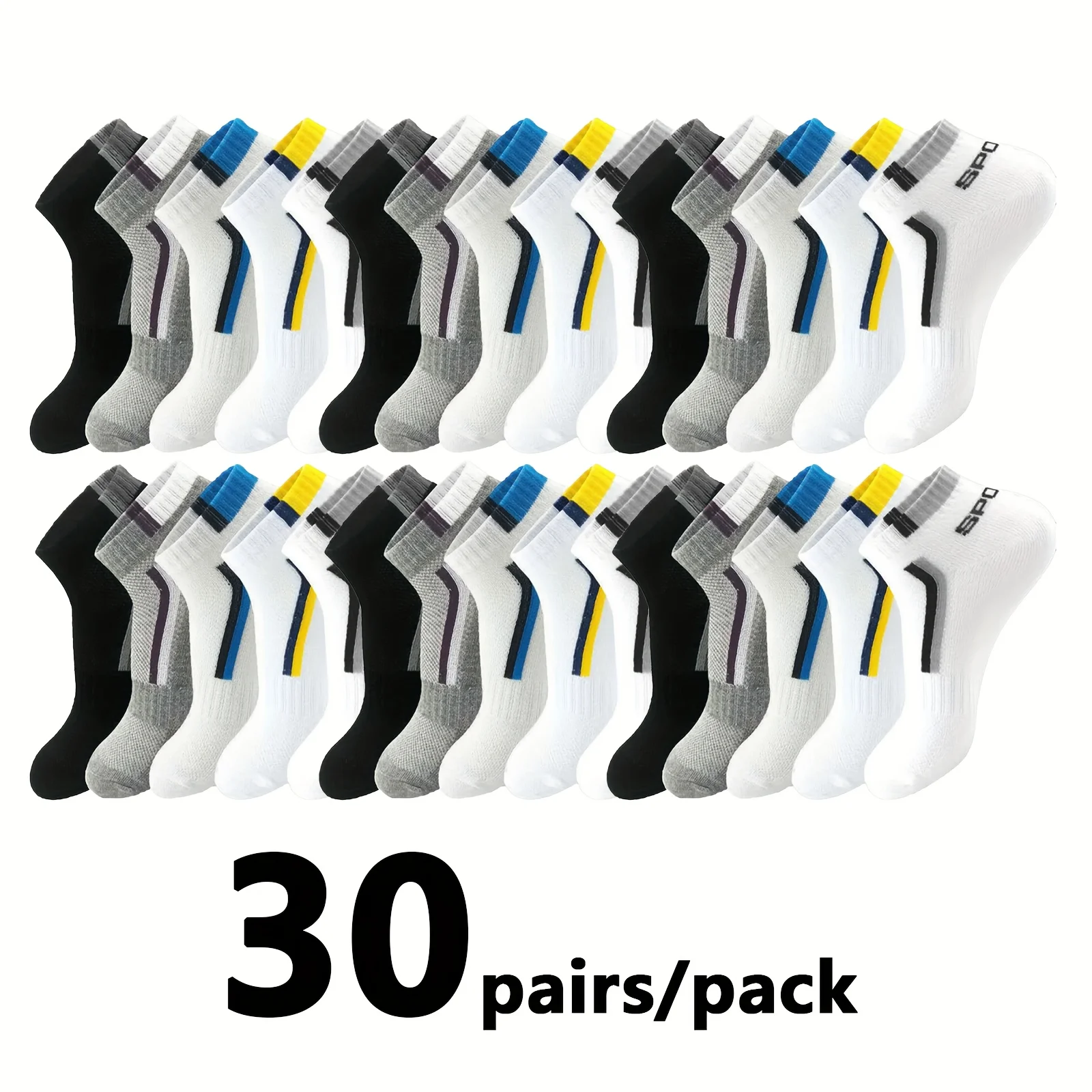 

5/10/20/30pairs Simple Stripe Pattern Liner Anklets Socks Comfy Breathable Soft Sweat Absorbent Socks For Men's Outdoor Wearing