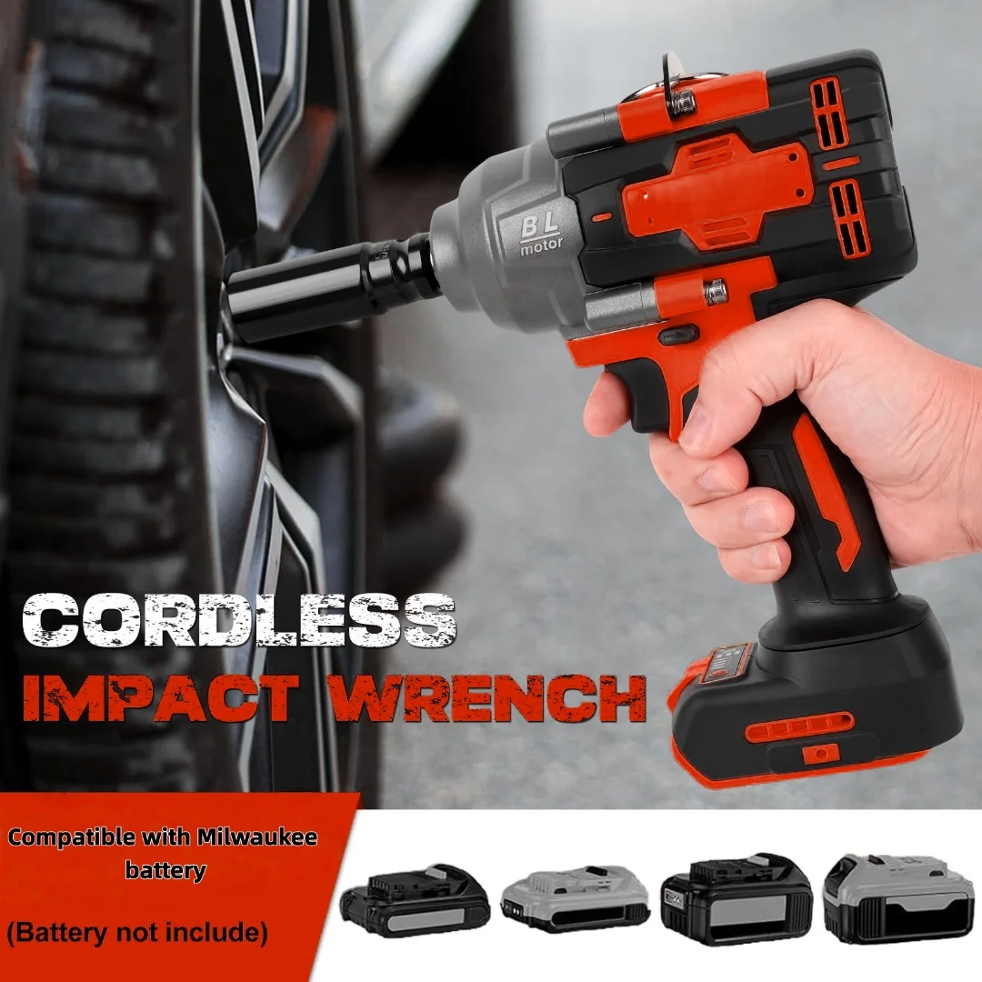 2000N.M Electric Impact Wrench High Torque 1/2 inch For Milwaukee 18V Battery Brushless Cordless Screwdriver Repair Power Tools