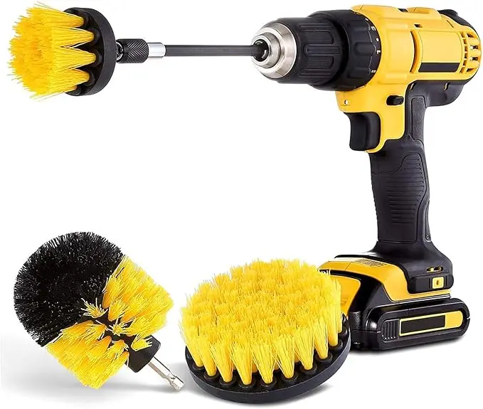 4 Pieces Drill Cleaning Brush Attachment Set electric drill bit brush power cleaning scrubber