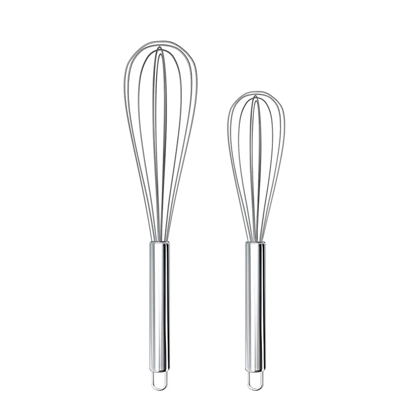 LMETJMA 8" 10" 12" Egg Whisk Stainless Steel Egg Whisk Kitchen Wire Balloon Whisk Milk Egg Beater Egg Mixing Mixer Tools KC0231