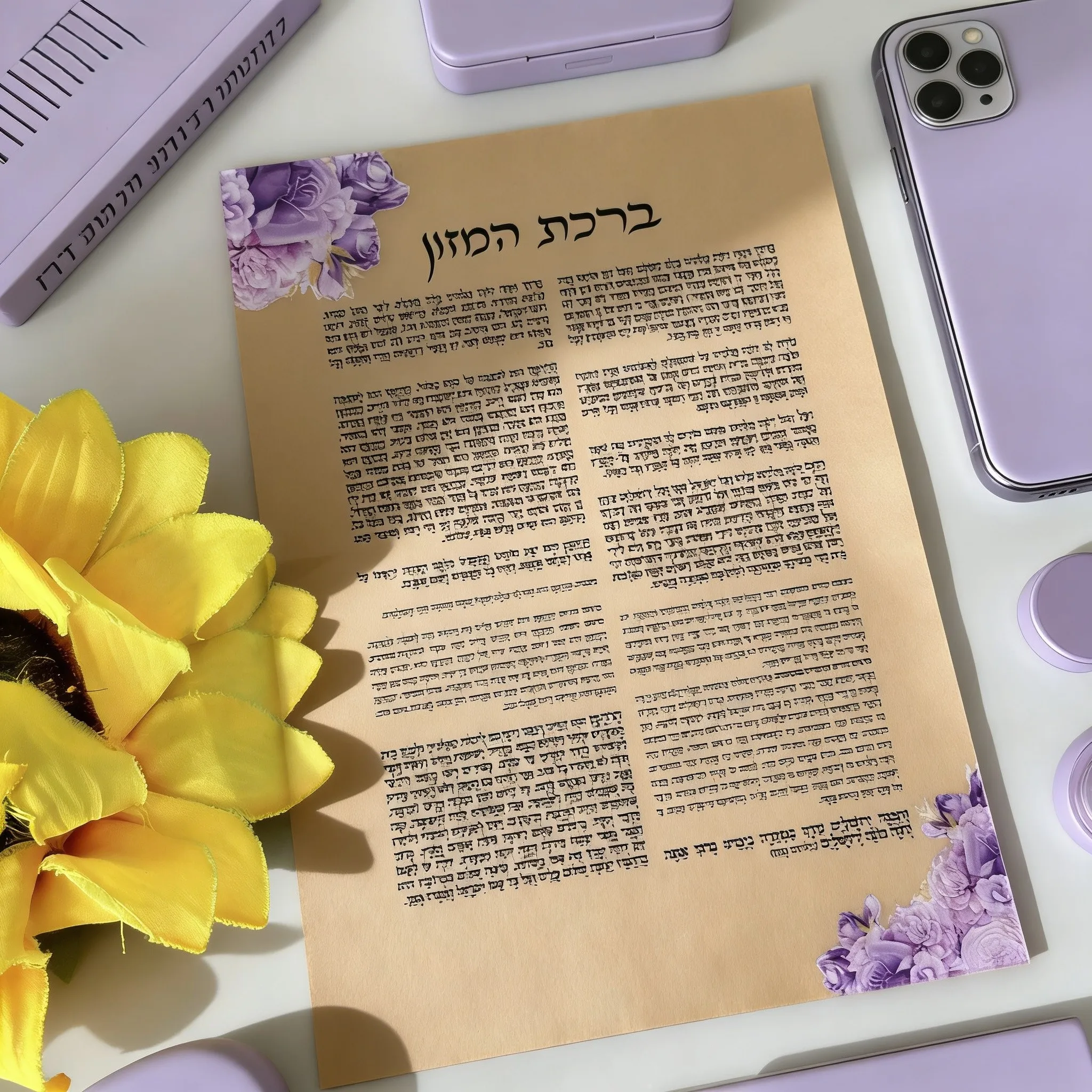 

50pcs Custom Kraft Paper Hebrew Food Prayer Cards,Elegant Floral Lace Blessing Invitation,Personalized Dinner Menu Decoration