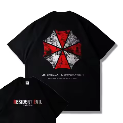 CAPCOM Game PS5 Resident Evil 4 Remastered Short Sleeve T-shirt Men's and Women's Loose Clothes Leon Printed Harajuku Y2k Top
