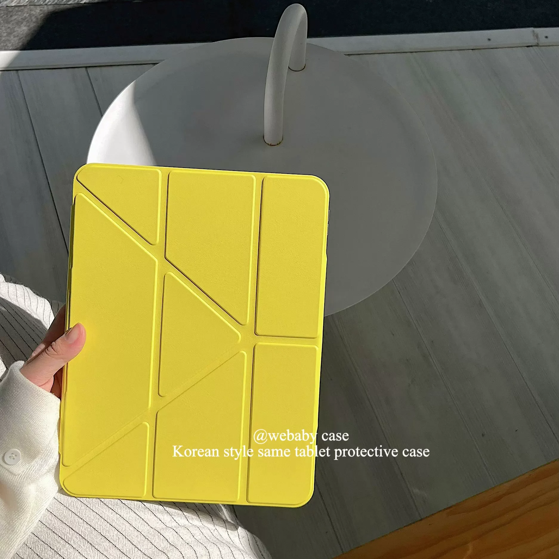 Minimalist Korean Ins Lemon Yellow Creative For iPad Case iPad 10 9 8 7 2025 Air 5 4 3 2 Pro 11 Mini Y+3 Folding Pen Slot cover
