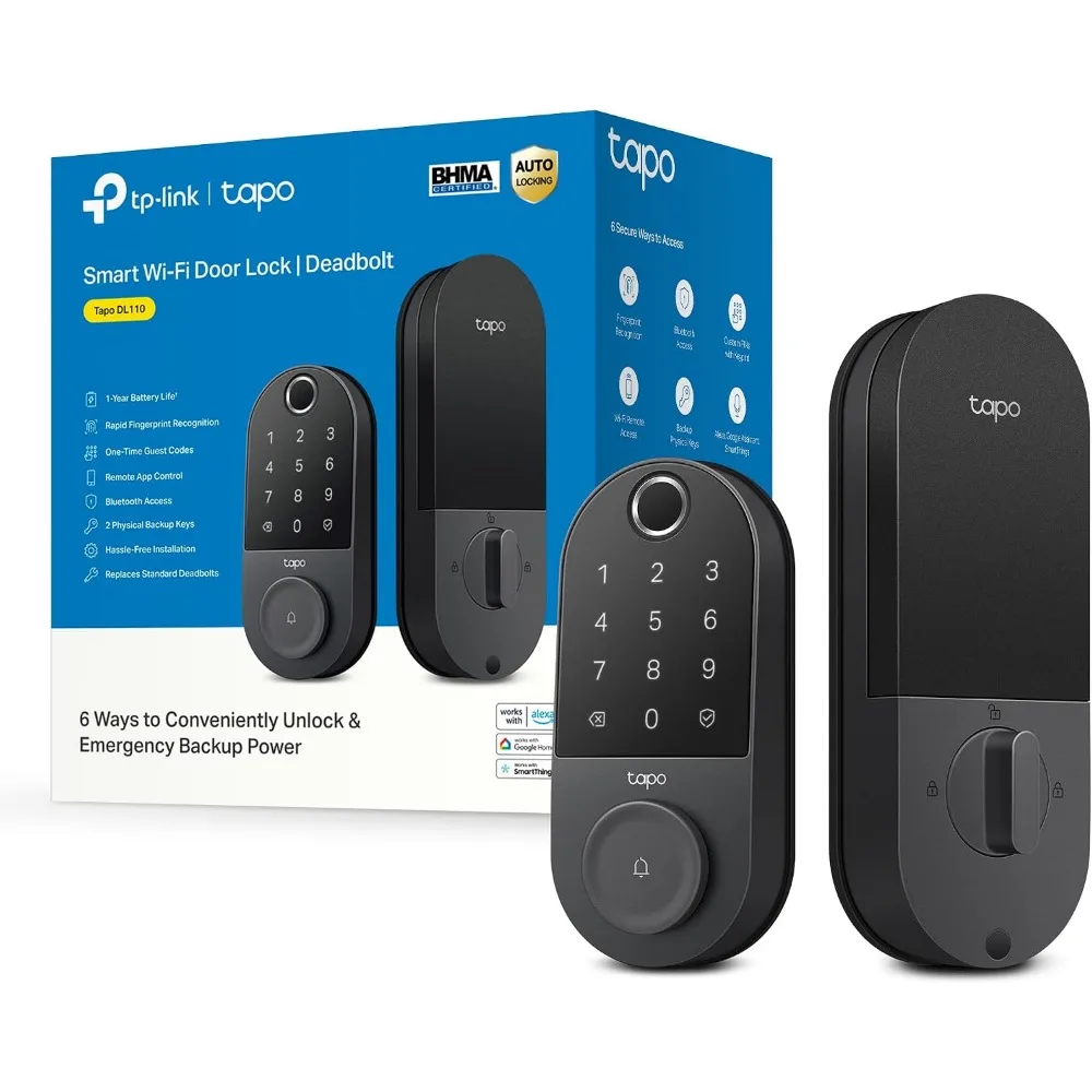 Wi-Fi Door Lock: Keyless Entry, Fingerprint, Touchscreen, App Monitoring, Scheduled Access, 1-Year Battery, Grade 2 Security