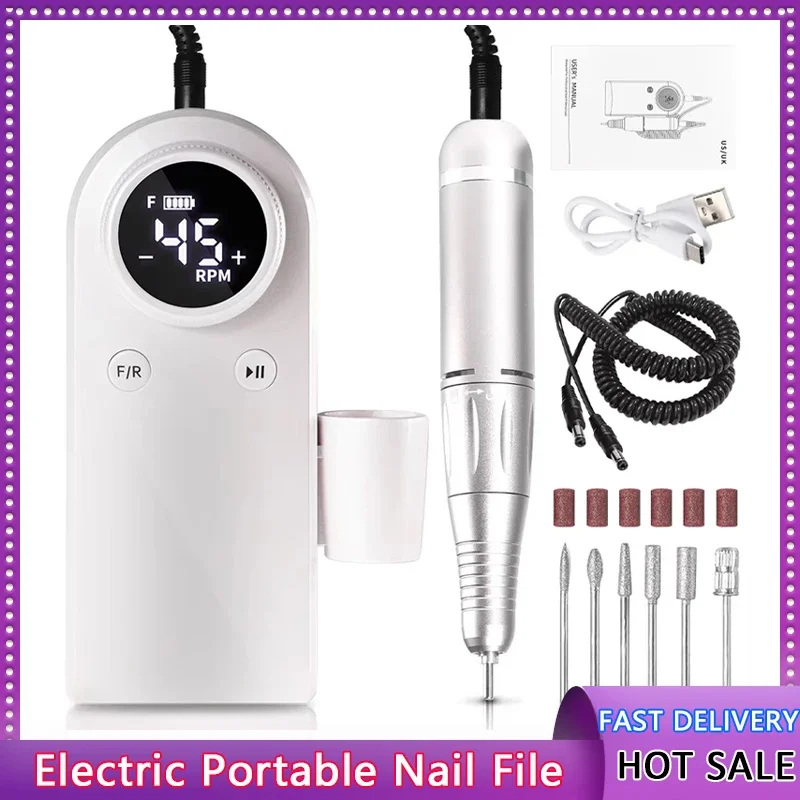 

Nail Drill 45000 RPM Professional Rechargeable Electric Nail File Cordless Nail E File for Acrylic Nails Gel Polishing Removing