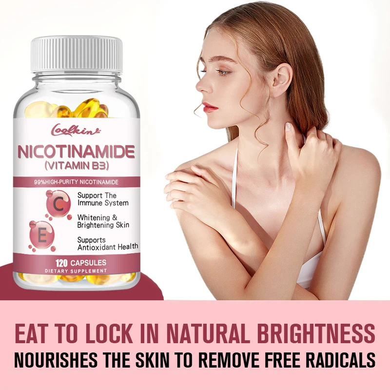 Niacinamide Capsules Contain Vitamin B3 - 99% High Purity Promotes Immune System and Skin Health