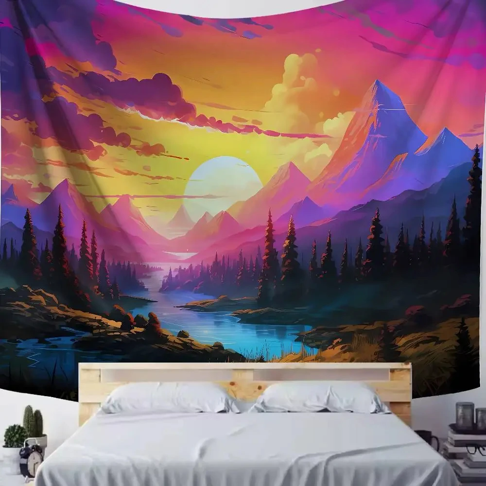 VIKAMA Moonlit Pine Forest Tapestry Wall Hanging, 6 Designs, Wall Decor for Bedroom Living Room Dorm