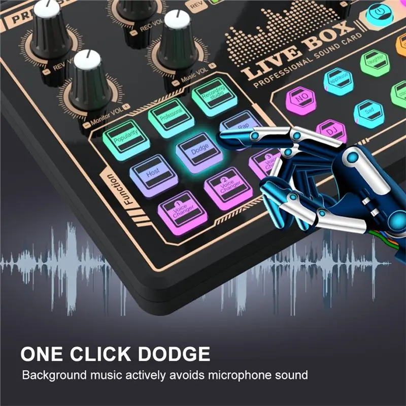 QWE-For Phone Compatible Sound Board With Voice Change Functionality Denoise Audio Mixer For Live Streaming Singing Gaming