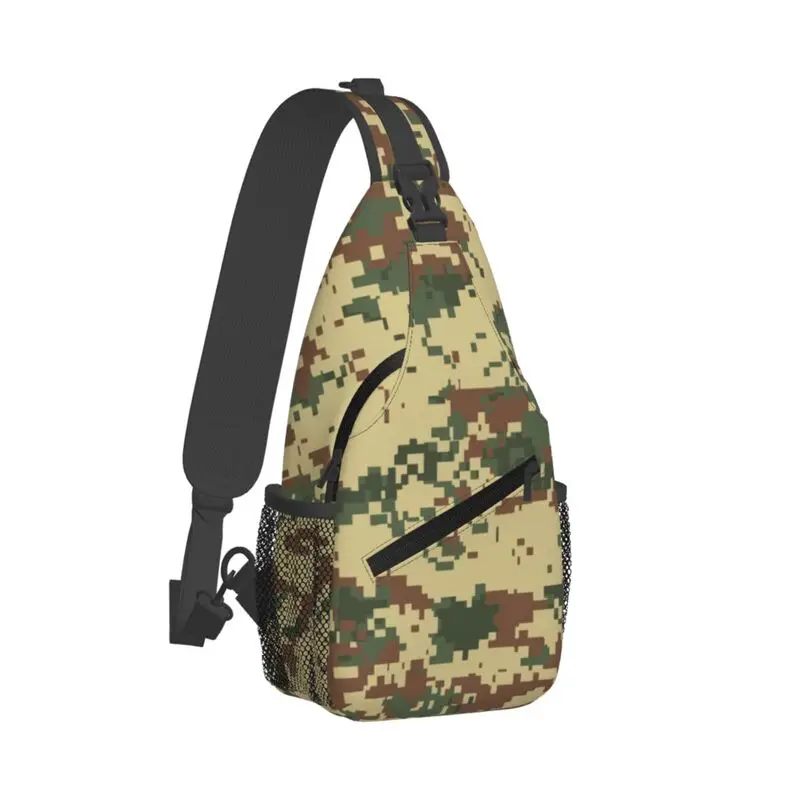 

Custom Vintage Camo Sling Crossbody Backpack Men Camouflage Shoulder Chest Bags for Camping Biking