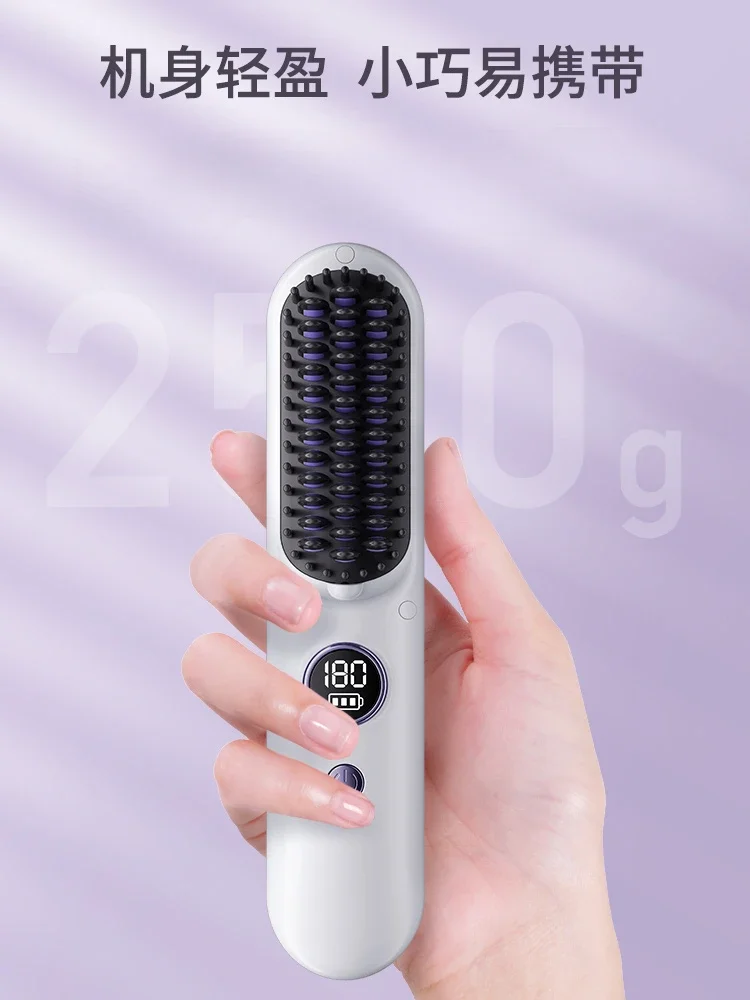 HuiHao Wireless Straight Hair Comb Negative Ion No Harm to Hair Portable Mini Charging Straightening Plate Pressing Power