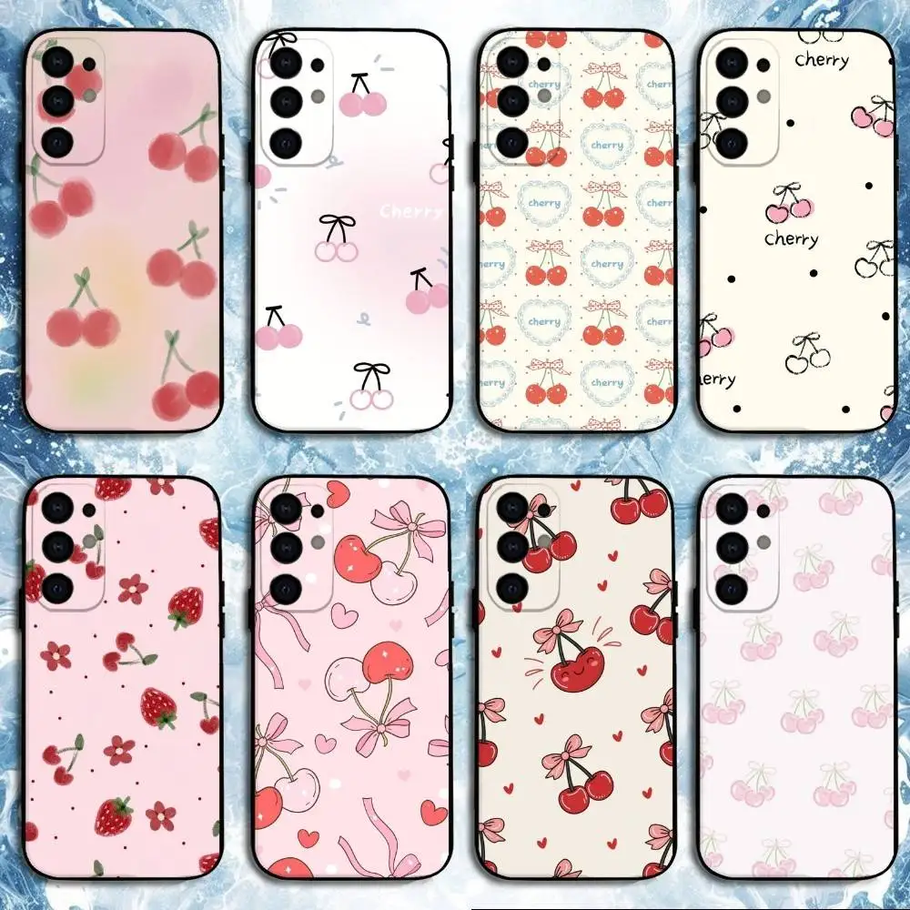

Cherries Cherry Fruit Phone Case For Samsung S25,S24,S23,S22,S21,S20,Plus,Fe,Lite,Others Black Cover