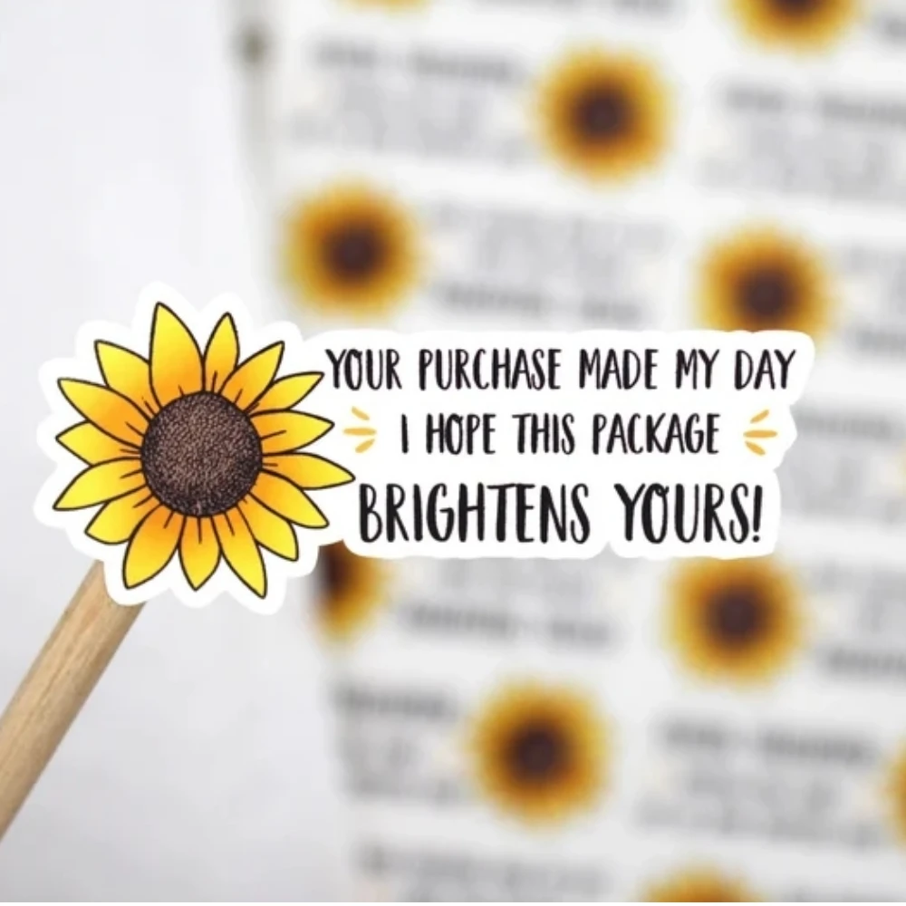 

Personalized Sunflower Happy Mail Shipping Sticker, Your Purchase Made My Day Stickers, Thank You for Shopping Small