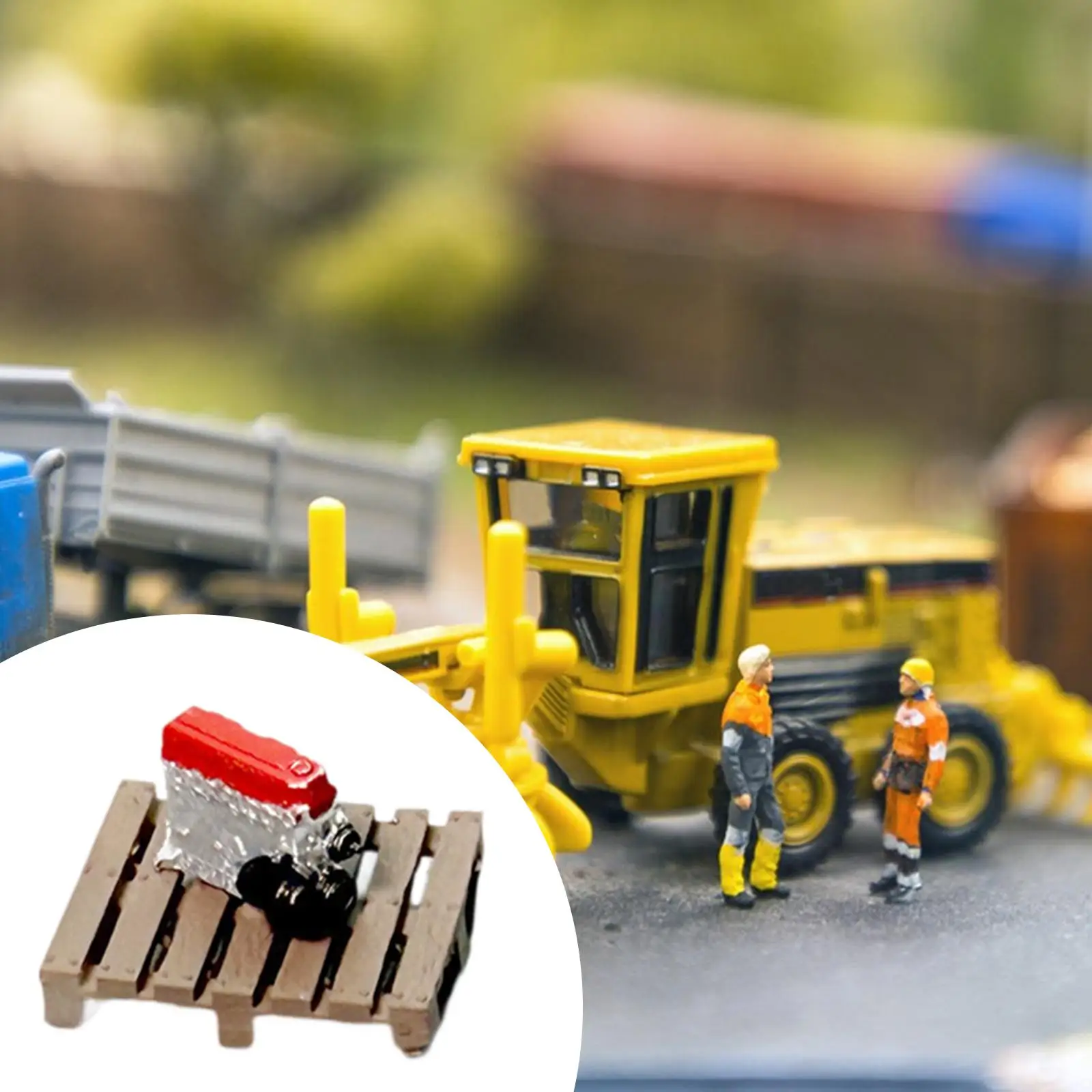 Modelo de motor de placa de madeira falsa para garagem, escala 1/64, decoração de loja mecânica clássica