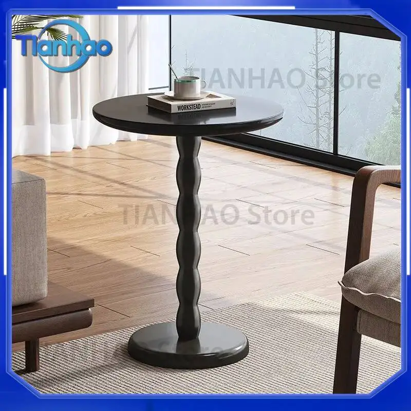 Solid Vintage Wood Round Side Table for Roman Column Luxury Accent Sofa End Table Coffee Table Center Living Room