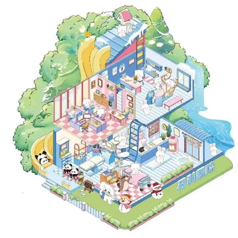 DIY Decor Mini Scrapbook Stacking Sticker 3D Stereo Kawaii Cartoon Scene Sticker Kids Adult Handmade Landscaping Sticker Gift