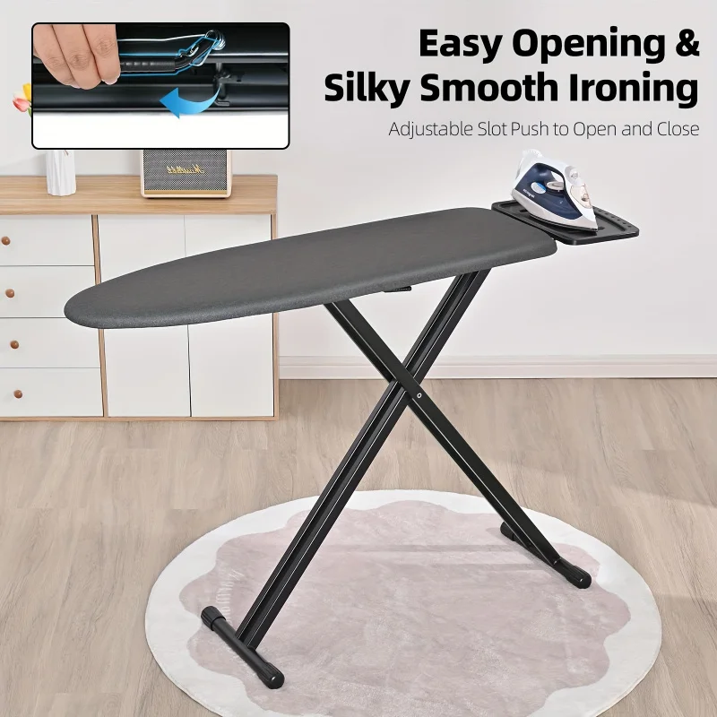 Full Size Ironing Board - Lightweight, Height Adjustable, 43x13, Anti-Skid Metal Legs, Extra Thick Heat-Resistant Cover