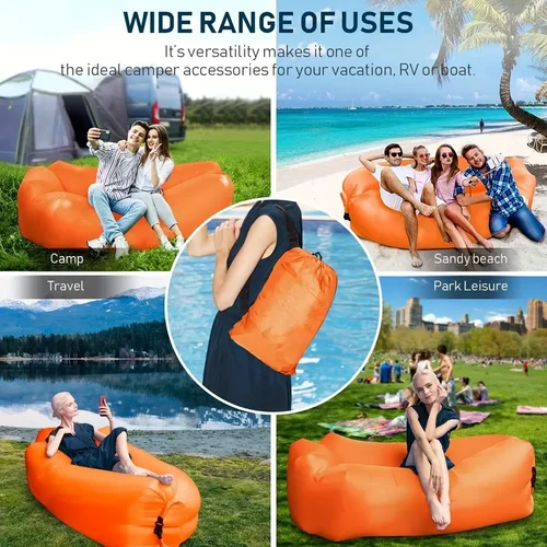 Imagen 2 del producto Sofá inflable perezoso, sofá inflable portátil para exteriores, sofá inflable plegable para acampar, muebles de exterior, tumbona inflable