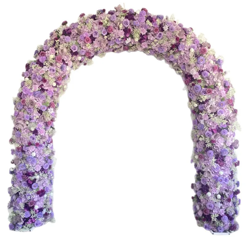 Purple double-sided rose hydrangea arch floral wedding scene arrangement flower arch table decoration simulated flower