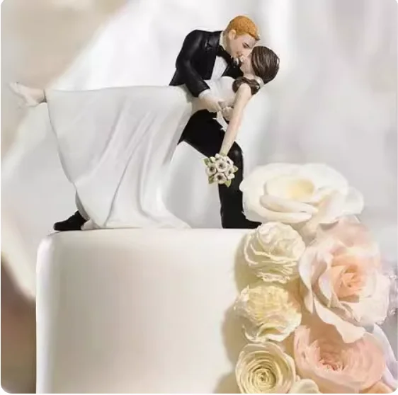 Elegant Synthetic Resin Bride Groom Cake Topper Wedding