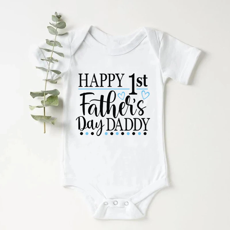 

Fathers Day Gifts Happy 1st Father's Day Daddy Print Newborn Baby Boys Girls Romper Clothes Toddler Summer Short Sleeve Bodysuit