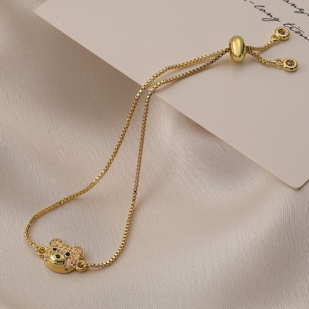 New Cute Bear Pendant Bracelets For Women Girls, Stylish Cubic Zirconia Accessories,Party Vacation Daily Female Jewelry