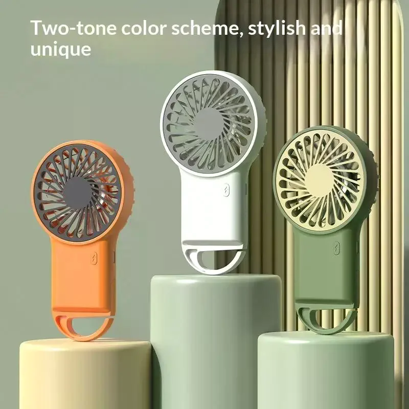 Rechargeable Mini Handheld Fan Strong Airflow Built In Hook Perfect For Office Home Outdoor Travel Use