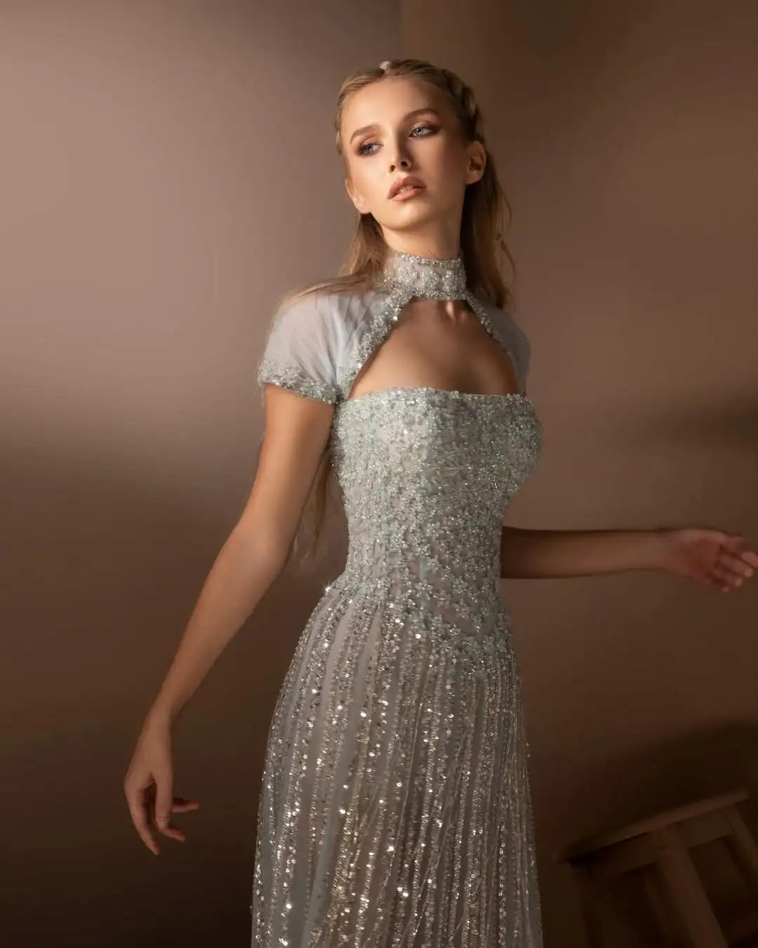 Neues Design, luxuriös, O-Ausschnitt, Perlen, Quasten, Illusion, Pailletten, Perlen, sexy, charmant, A-Linie, Abendkleid, Abschlussball, formelles Partykleid