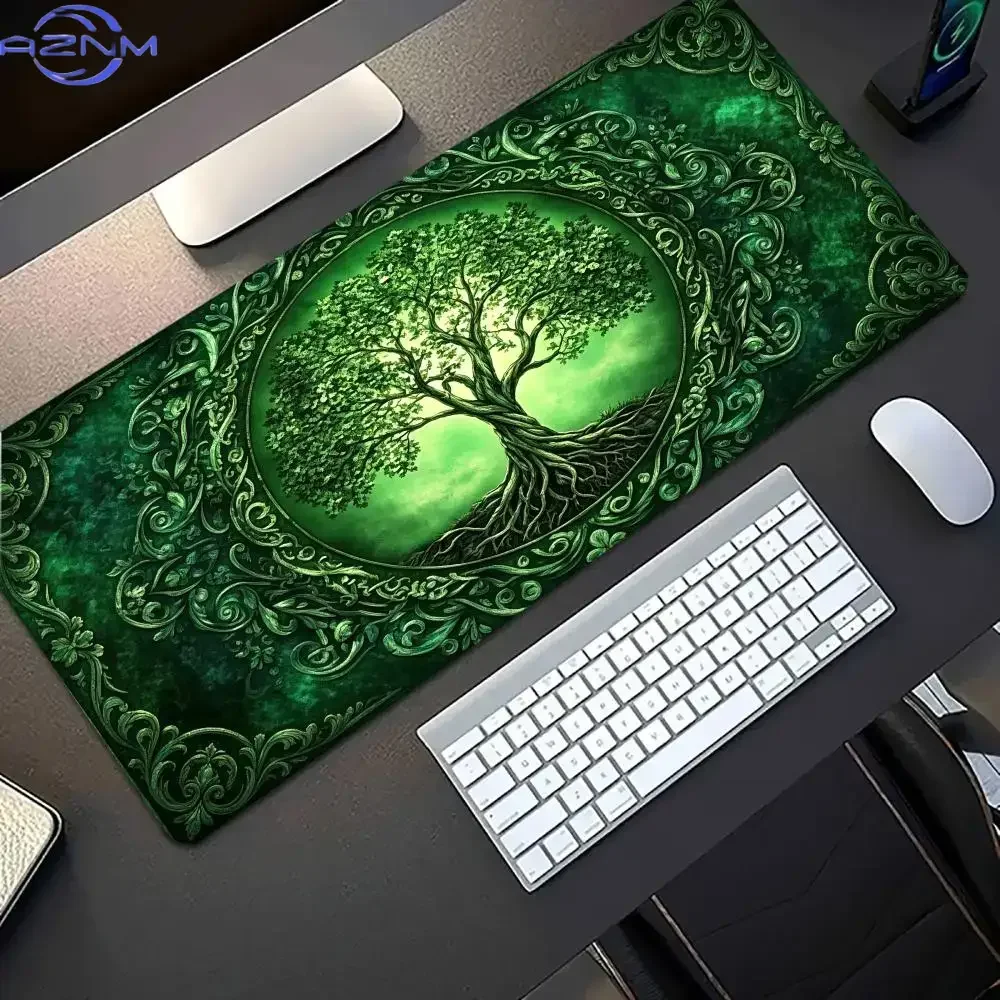 Mystical Green World Tree Celtic Knot Large Gaming Mouse Pad Non Slip Rubber Desk Mat for PC Laptop Office Home Gaming Setup