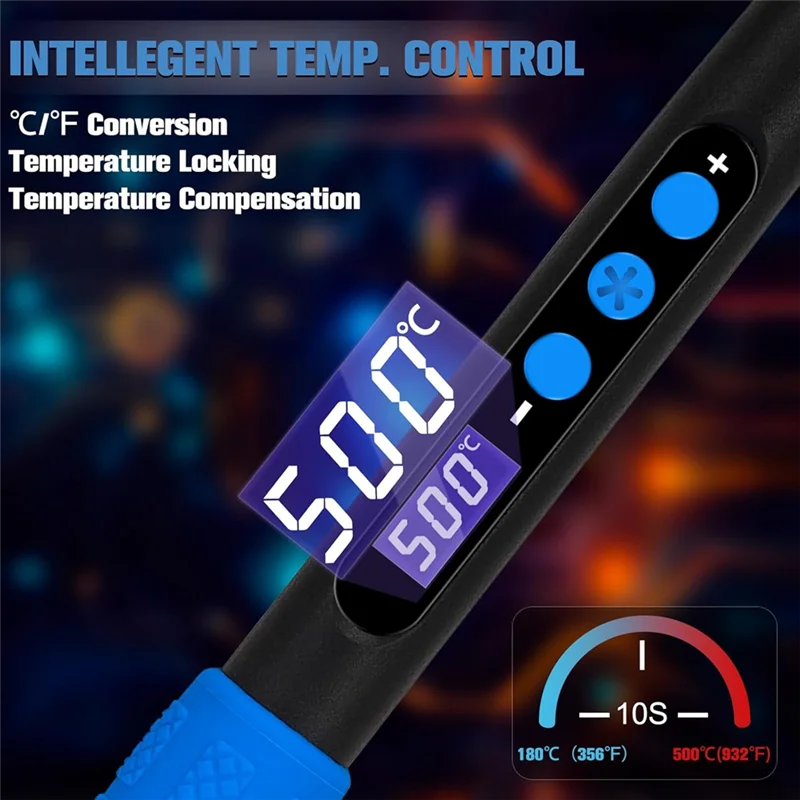 

B50C DIY Soldering Iron Kit, 90W LED Display Adjustable Temperature Soldering Iron, Automatic Sleep Mode Soldering Gun