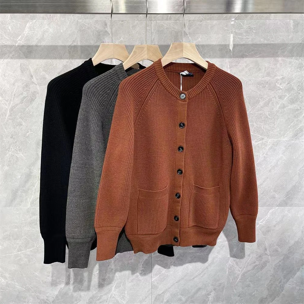 Trendy Men's Knitwear round Neck Sweater Cardigan Coat Thick Yarn Simple Style Autumn New Arrival Vintage Casual Polyester Fiber