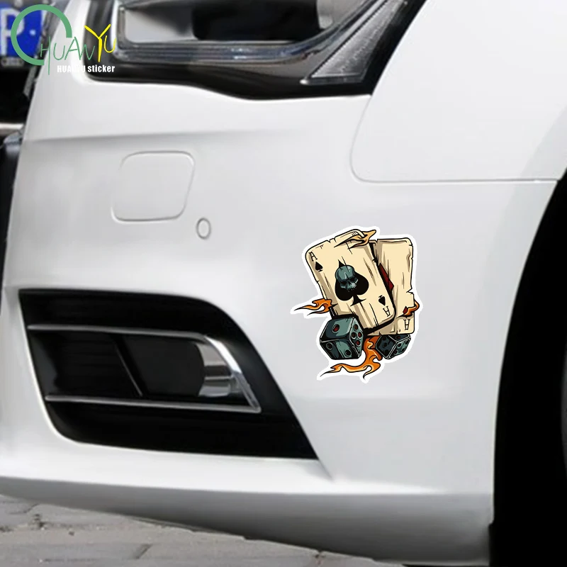 Funny Car Sticker Retro Poker Joker Skeleton Spades Ace Anime Decal Decor for RV Auto Motocross Racing Laptop Trunk Wall view 3