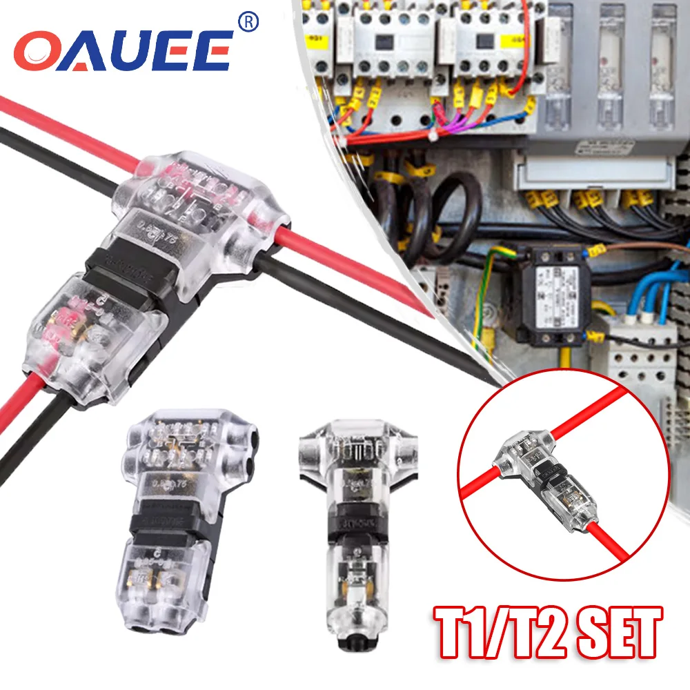 

20pcs Wire Connector 2pin Pluggable Quick Splice Electrical Cable Crimp Terminals for Wires Wiring 8-22AWG T-shaped Connectors