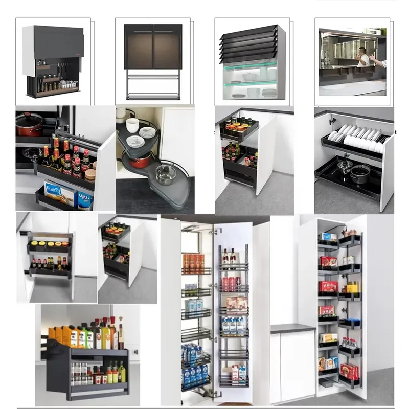 Smart modern kitchen cabinet storage box with tempered glass and aluminum alloy, versatile for kitchen storage