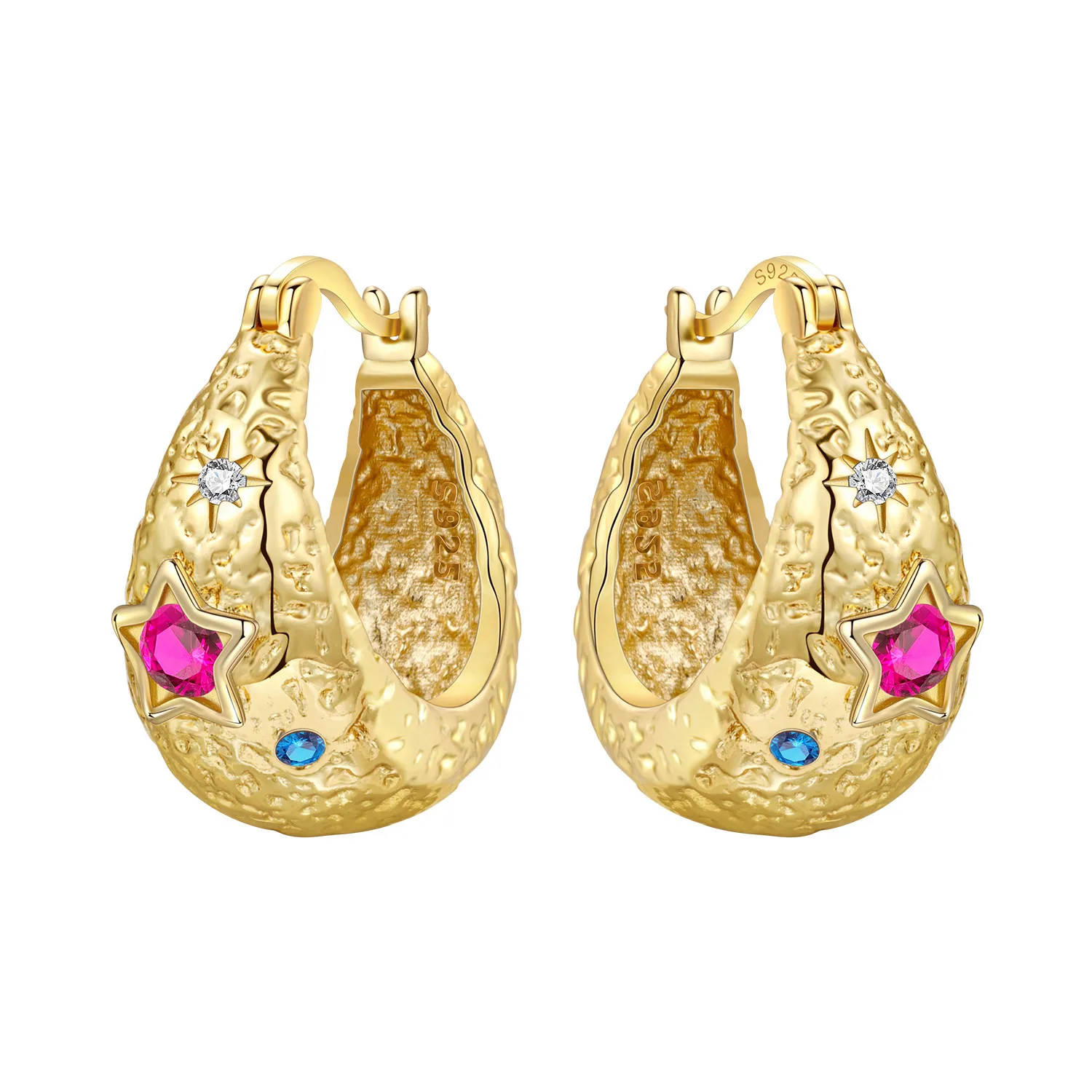 PANPOKI S925 Sterling Silver 18k Gold Zircon Earrings Hoop Earrings For Women Jewelry Original Party Trendy Anniversary Gifts