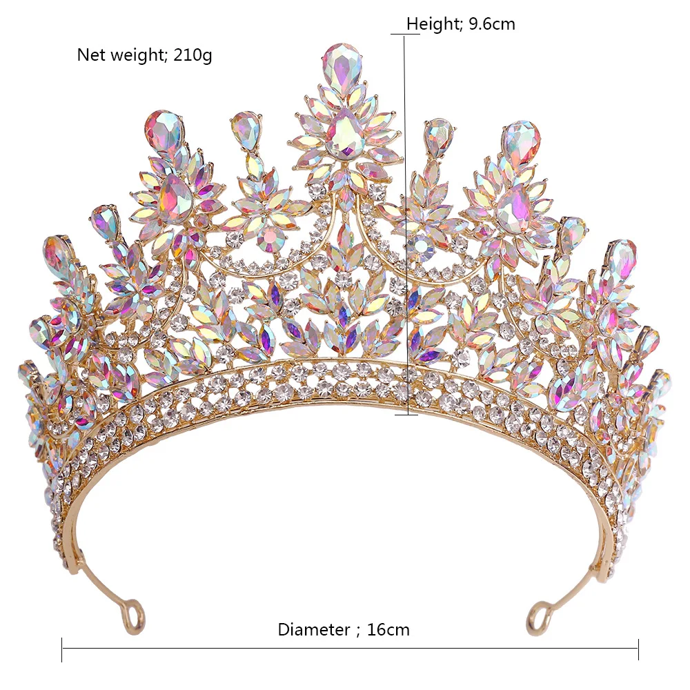 KMVEXO 2024 Baroque Luxury Queen Crystal AB Tiaras Crown For Bridal Women Girls Wedding Diadem Princess Party Hair Dress Jewelry