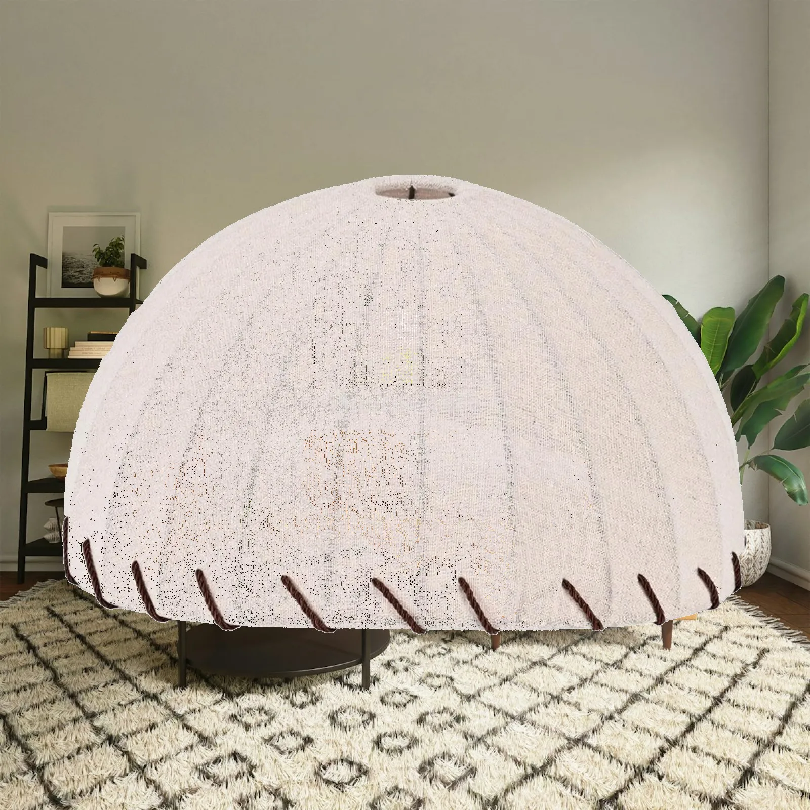 Modern Fabric Ceiling Lamp Black Painted Iron Frame 40cm Drum Shade for Cozy Reading Room Atmosphere