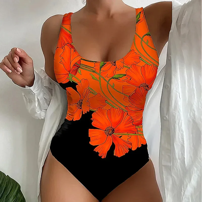 Summer Print Sexy One Piece Swimsuits Closed Women Swimwear Push Up Swimming Wear Body Bathing Suits Beachwear Pool Bather 2024