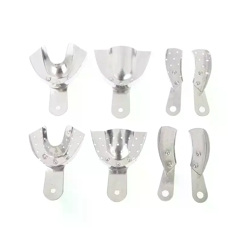 2Pcs Upper And Lower Autoclavable Teeth Tray Teeth Holder Aluminum Alloy Dental Impression Trays Lab Equipment Dentist Tool